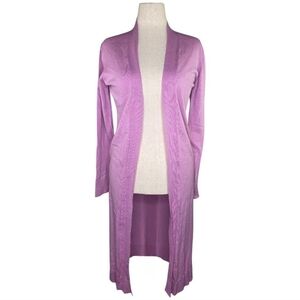 Revolve One Grey Day Lavender Cotton Cashmere Longline Open Front Cardigan Large
